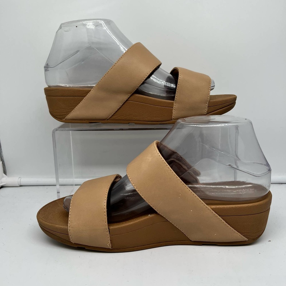 Fitflop Women's Tan Leather Dual-Strap Slide Sandals - Picture 3 of 8